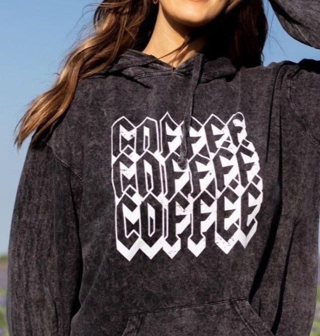 Acid Wash Coffee Rocker Hoodie