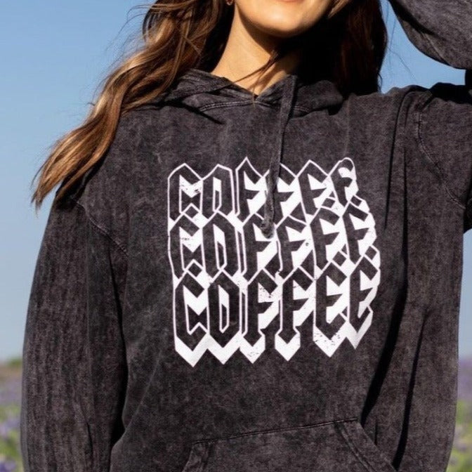 Acid Wash Coffee Rocker Hoodie